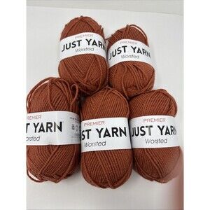 LOT OF 5 Premier Just Yarn Worsted #1116-60 Pumpkin 131 Yard Skein Acrylic